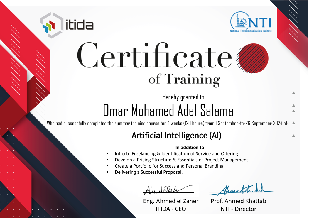 NTI Artificial Intelligence Professional Training